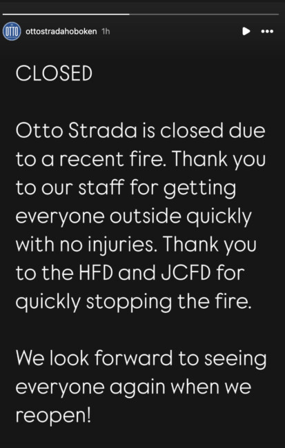 Otto Strada closed fire hoboken